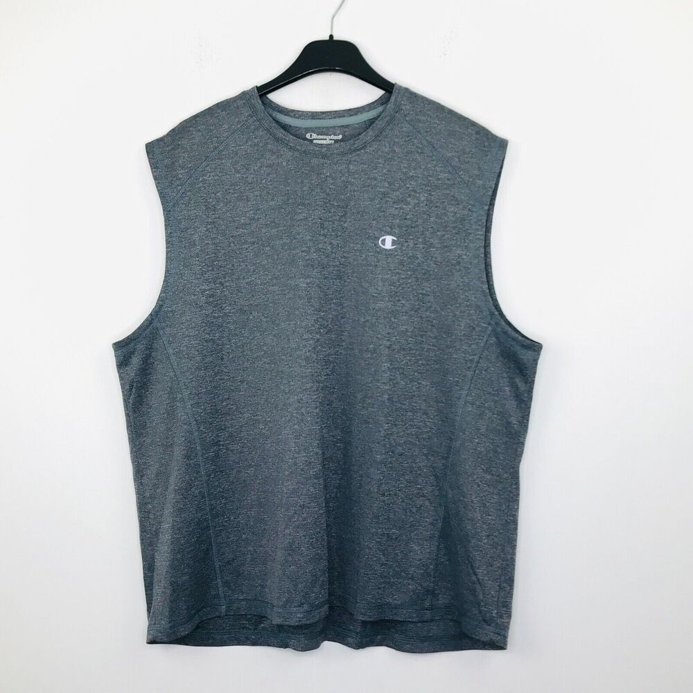 Champion Men's XL Tank Top Gray PowerTrain Muscle Shirt Sleeveless Crew CK20